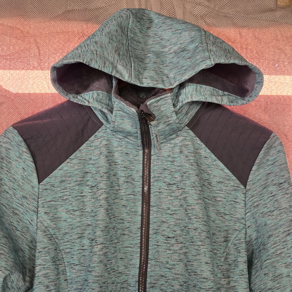 Free Country Jacket Womens Small Blue Hooded Faux Fur Lined Softshell Full Zip